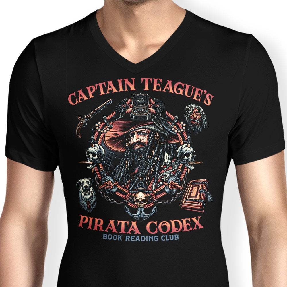 Men's Stylish V-Neck Pirata Codex T-Shirt