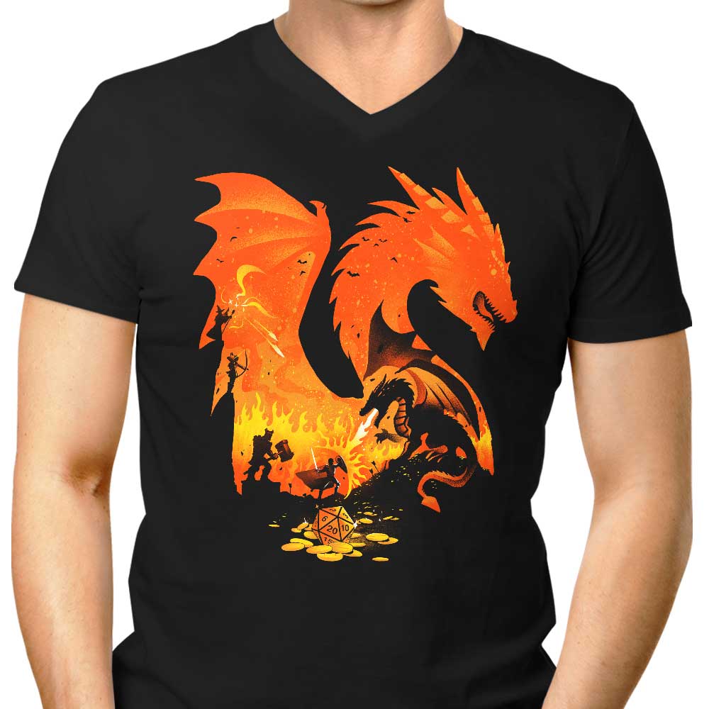Alemaglia's Men's V-Neck with Fantasy Flames Design