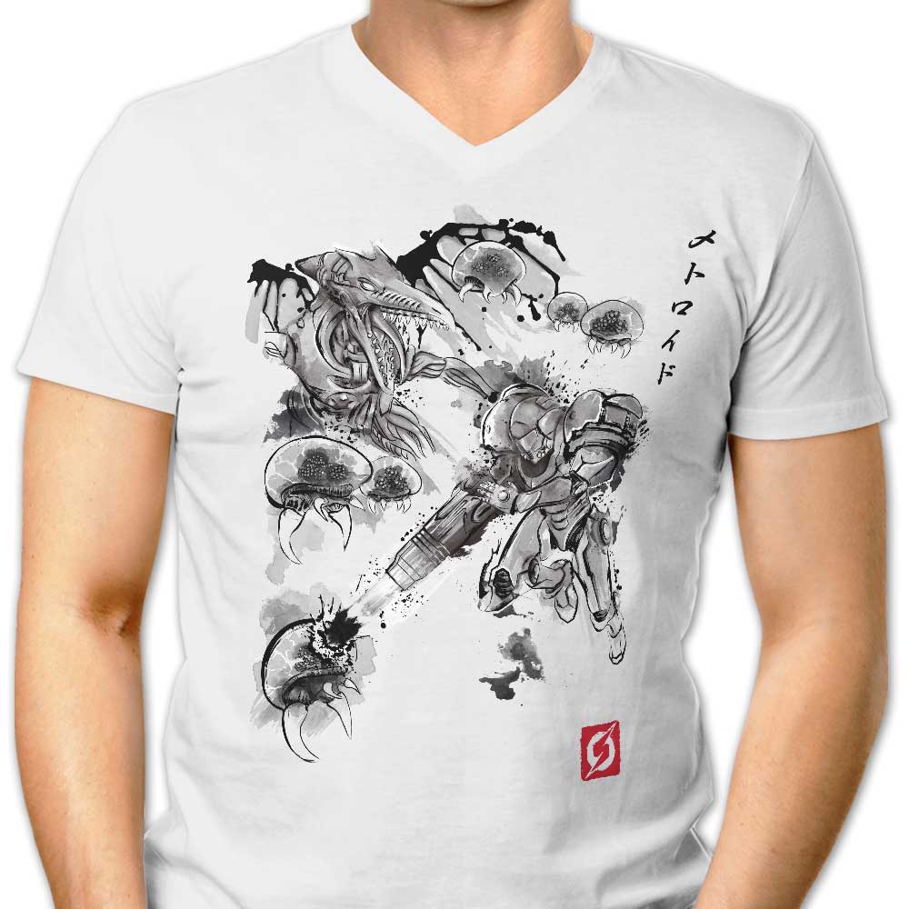 Men's V-Neck T-Shirt - The Assault of Space Pirates