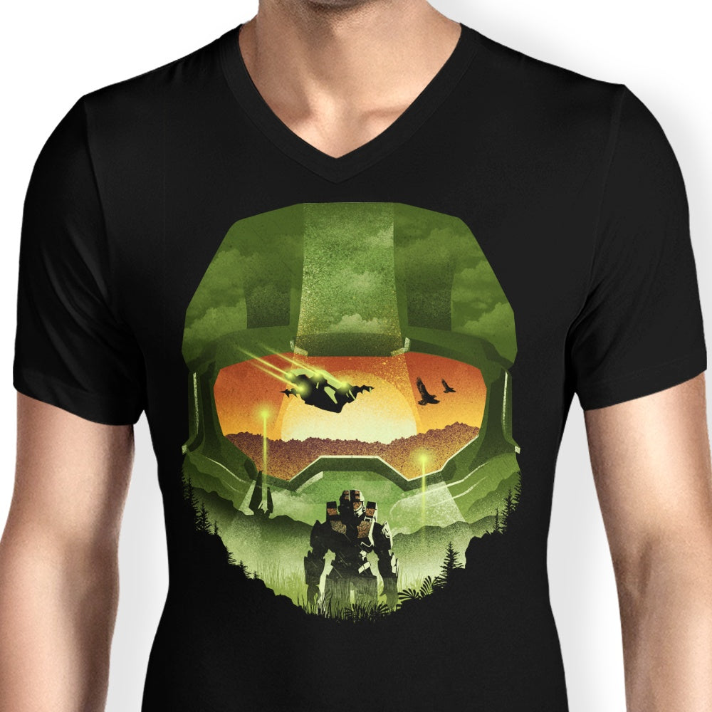 Men's Spartan-Inspired V-Neck Silhouette T-Shirt