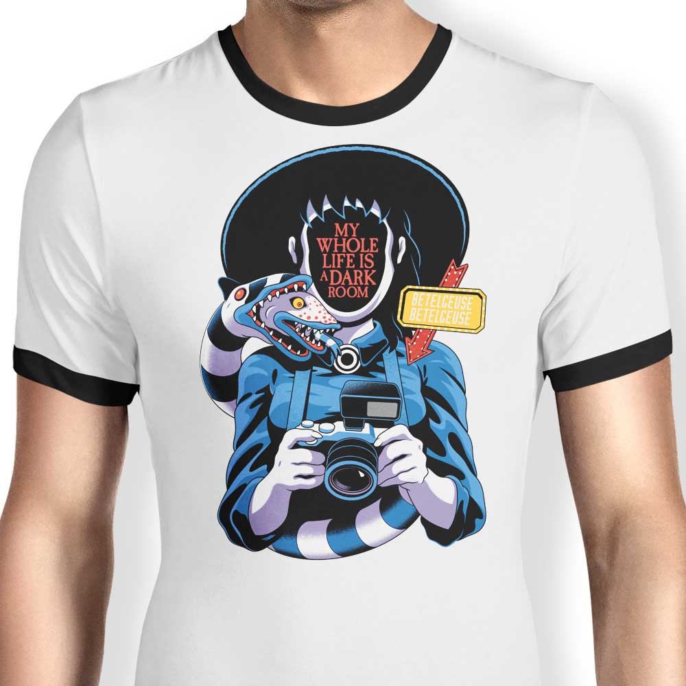 Jorge Tirado's 'Life in a Dark Room' Men's Ringer Cotton T-Shirt