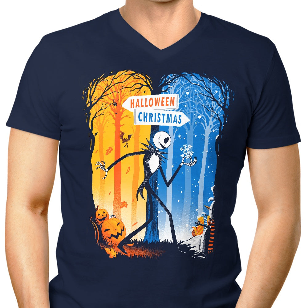 Alemaglia Men's Stylish V-Neck T-Shirt - Two Worlds Design