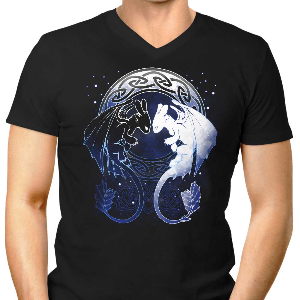 xMorfina Men's Stylish V-Neck with Two Dragons Design