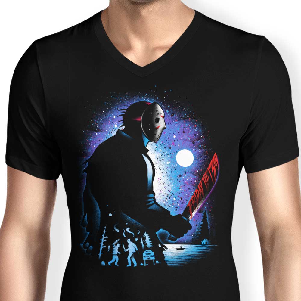 Alemaglia Men's Horror-themed V-Neck Hockey T-shirt