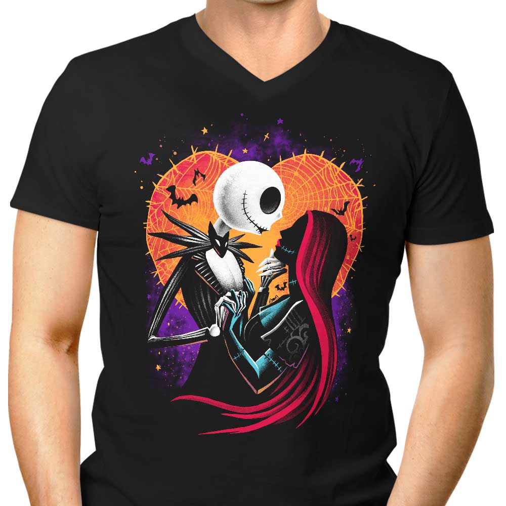Men's V-Neck T-Shirt - 'True Love Never Dies' Design
