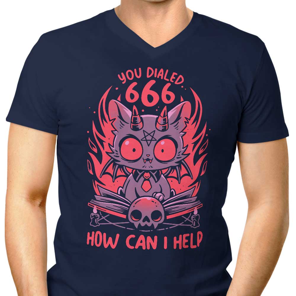 Men's V-Neck Satanic Cat Support T-Shirt