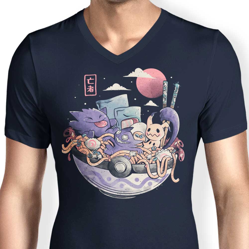 Men's Stylish V-Neck Ghost Bowl T-Shirt