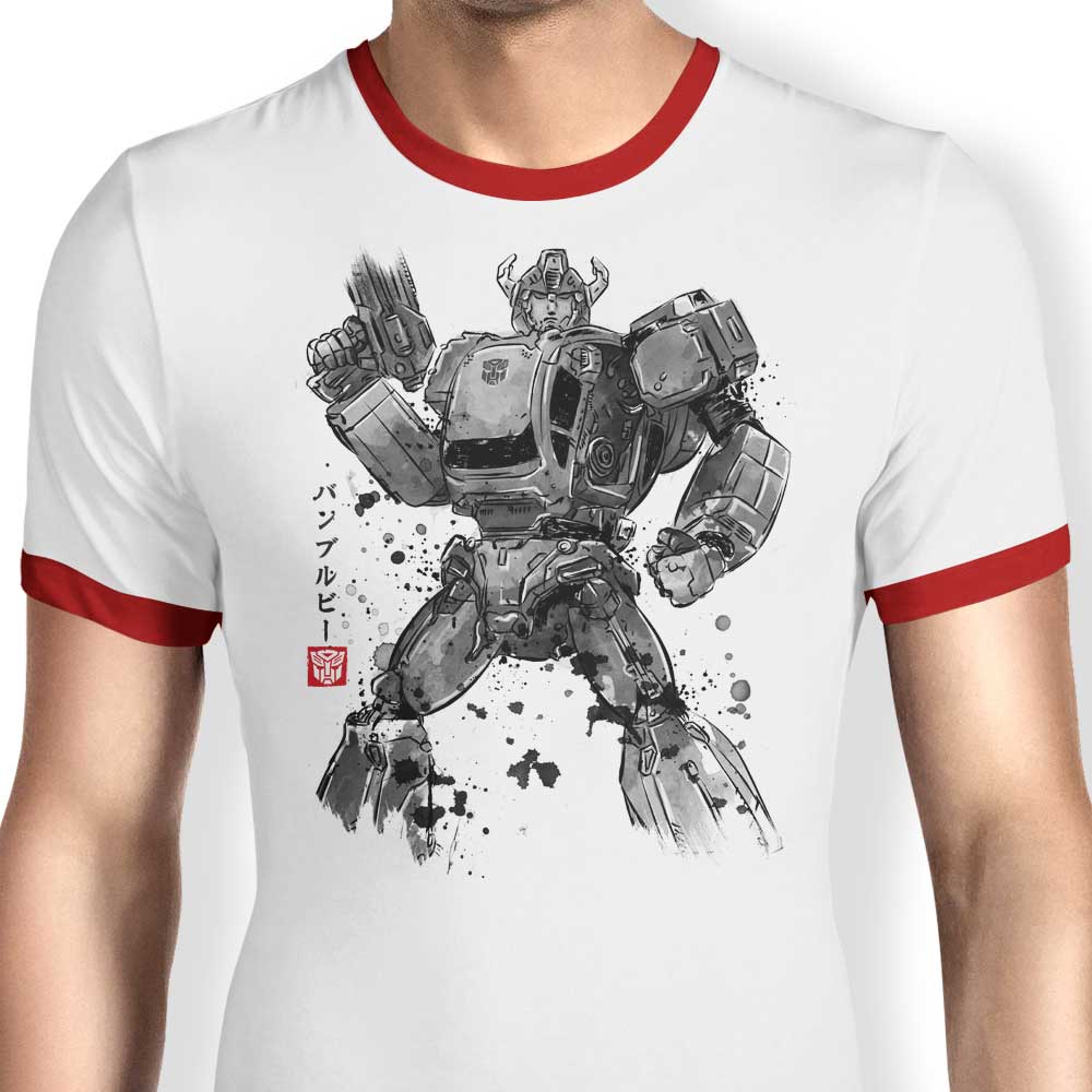 Bee Sumi-e Stylish Ringer T-Shirt by Dr. Monekers