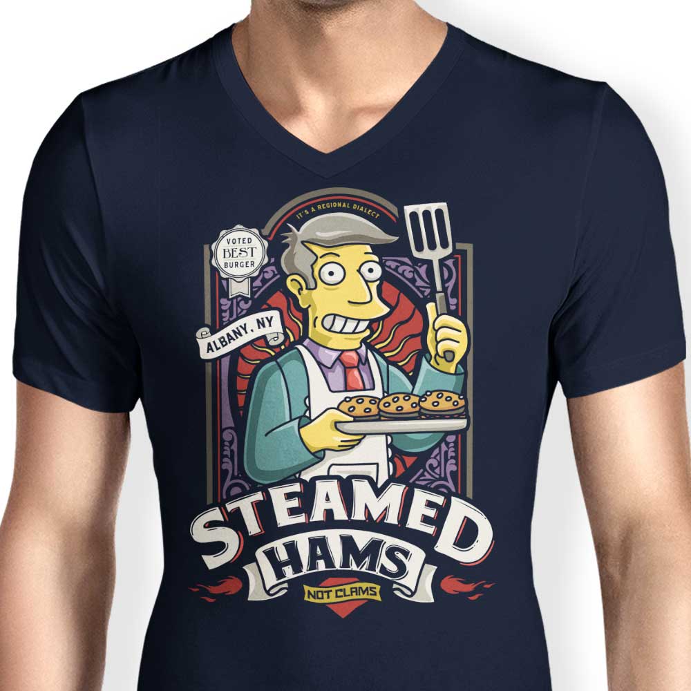 Men's Stylish V-Neck Steamed Hams T-Shirts