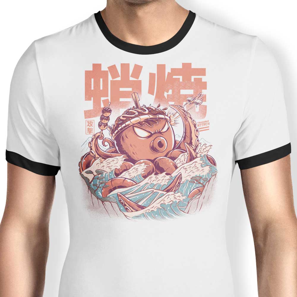 Ilustrata's Dynamic Takoyaki Attack Ringer T-Shirt