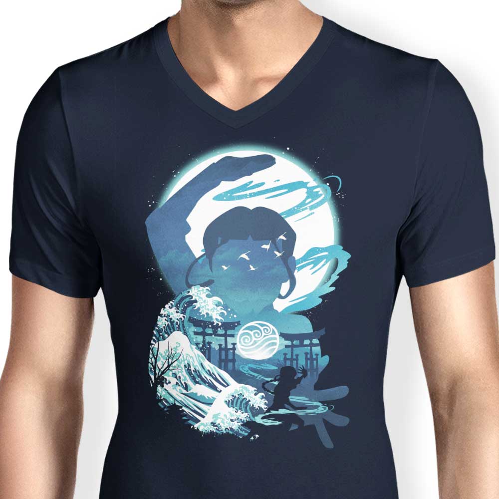 Men's Fashionable V-Neck Waterscape T-Shirt