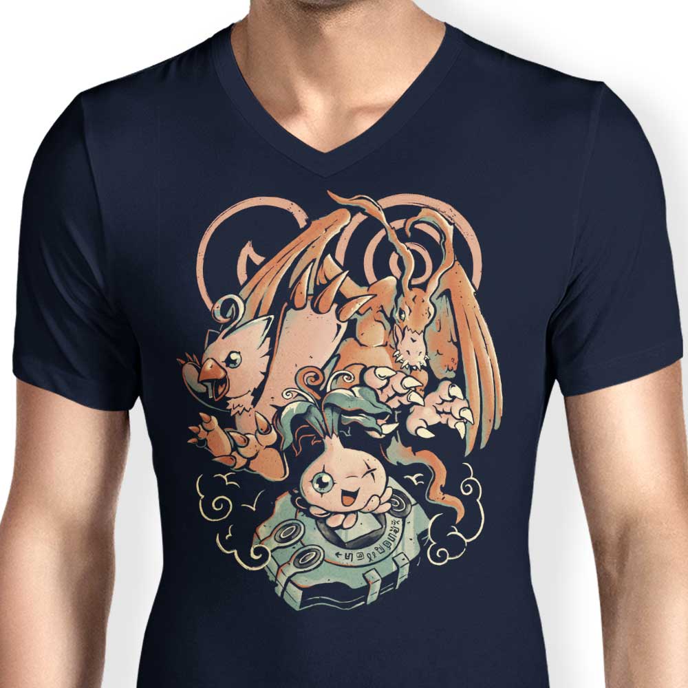 Men's Stylish V-Neck Digital Bird Evolution T-Shirt