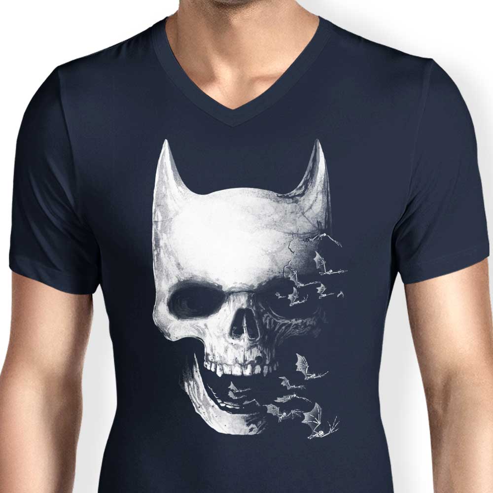 Alemaglia Men's Stylish V-Neck Bat Skull T-Shirt