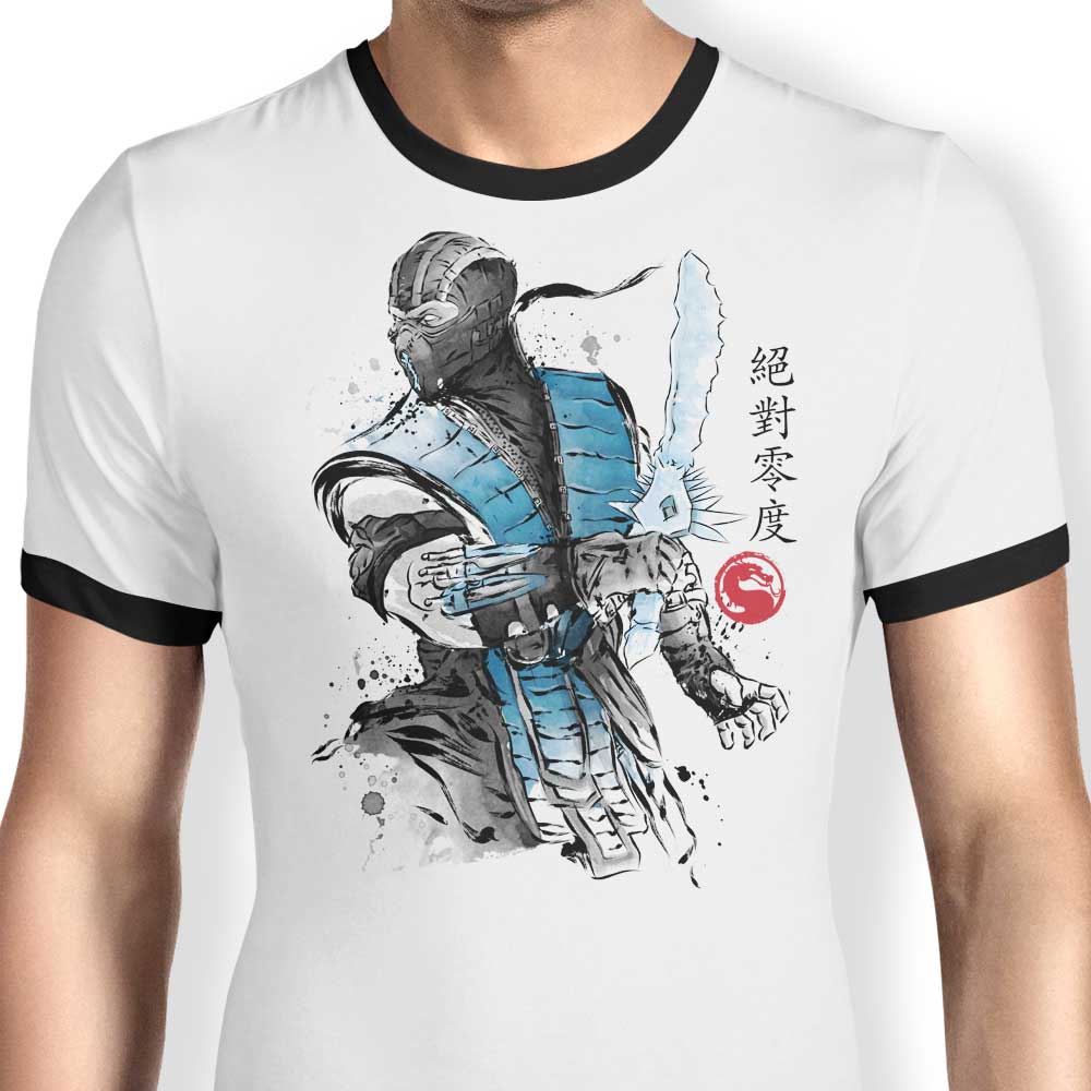 Cool Ice Warrior Sumi-e Ringer Style T-Shirt