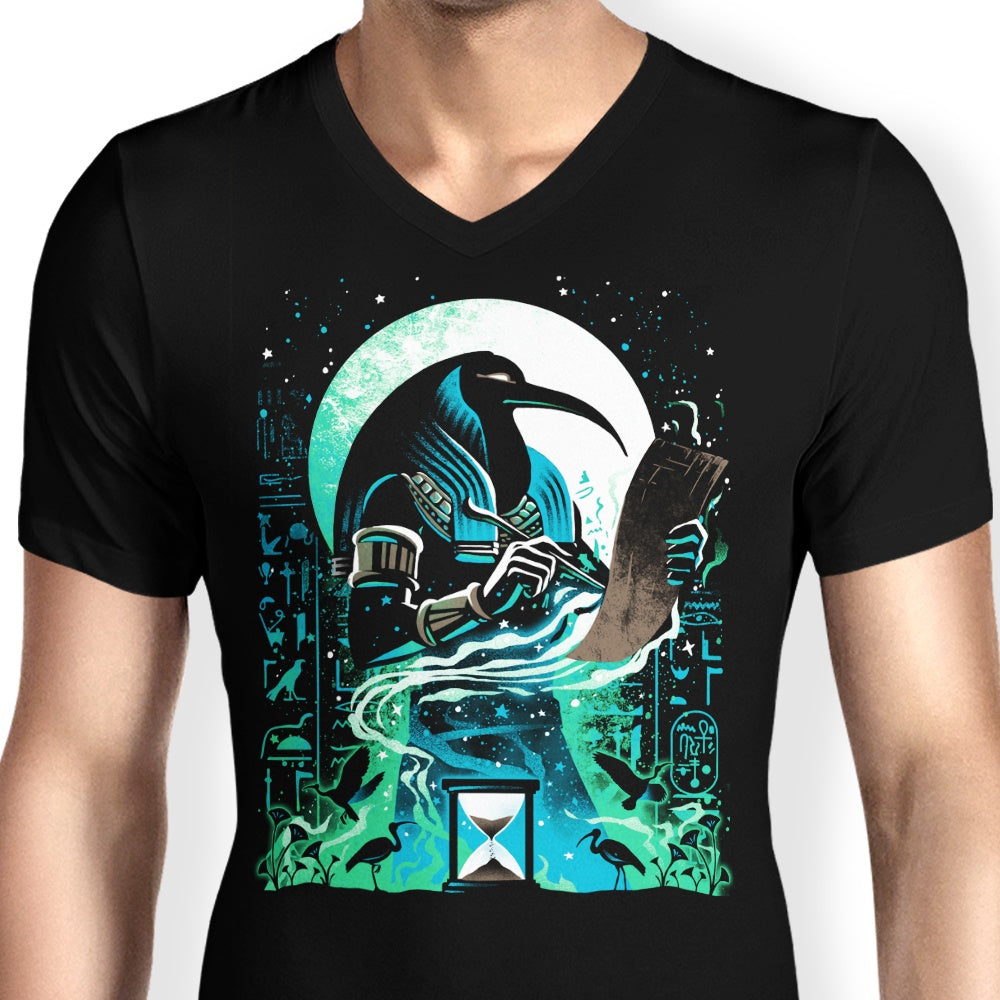 Men's Stylish V-Neck T-Shirt Inspired by God of Writing and Knowledge