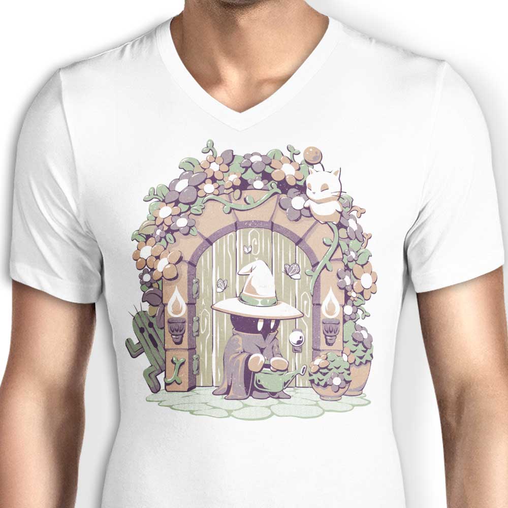 Elegant Men's Fantasy Garden V-Neck Top