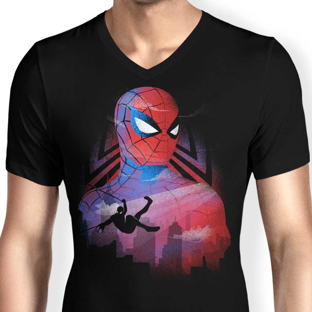 Men's V-Neck T-Shirt with the Concept of Great Responsibility