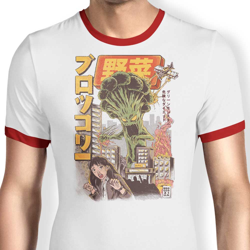 Ilustrata's Broccozilla Men's Ringer Style Cotton T - Shirt