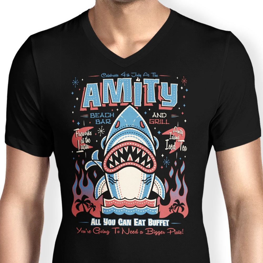 Stylish Men's V-Neck Shark Tiki Shirt by Nemons