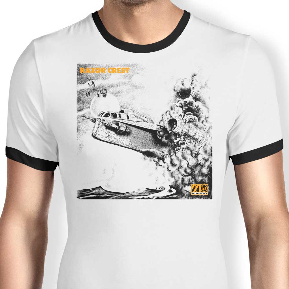 CappO Men's LED Crest Graphic Ringer T-Shirt for Casual Wear