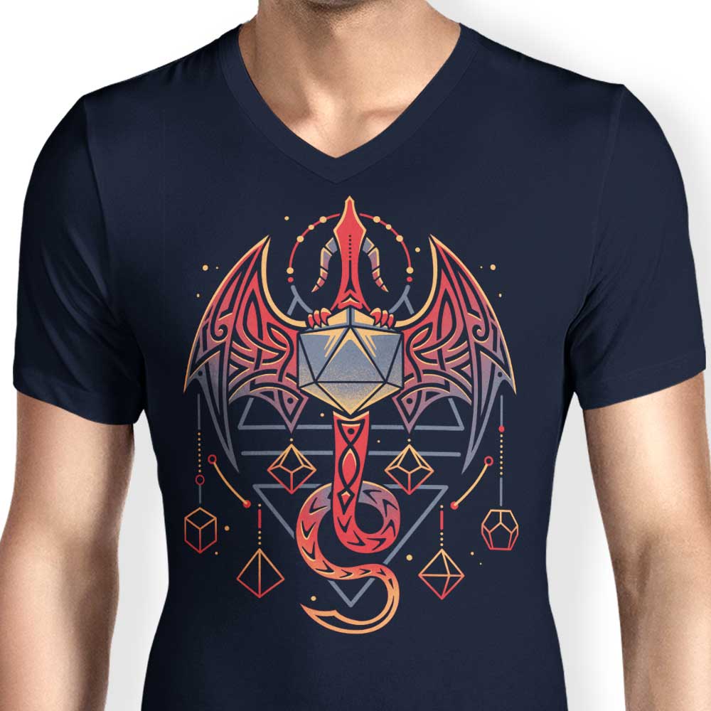 Men's Stylish V-Neck Celtic Dragon Dice T-Shirt