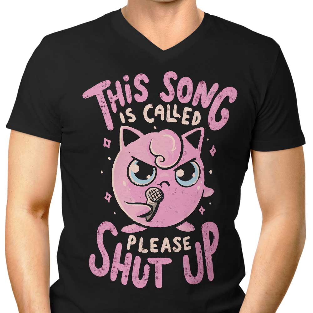 Men's Stylish V-Neck 'Silence Please' T-Shirt