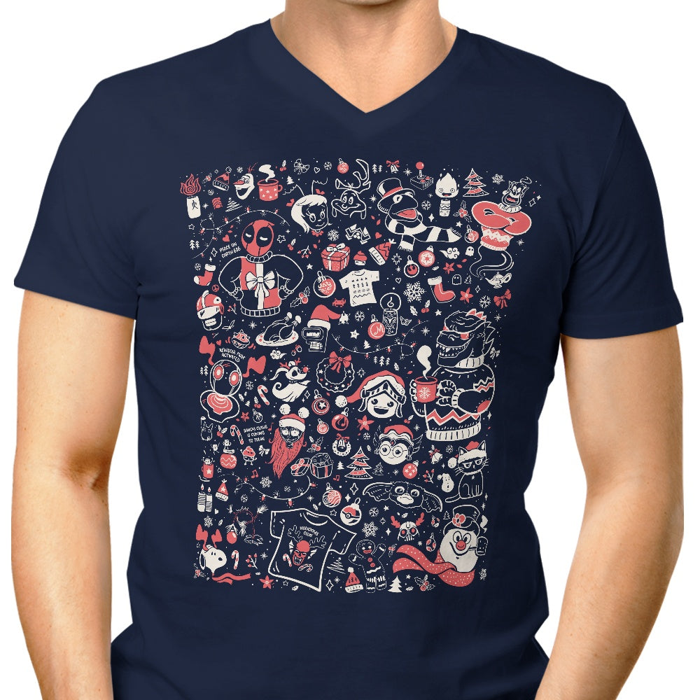 Men's V-Neck OUAT Doodles T-Shirts for December 2024