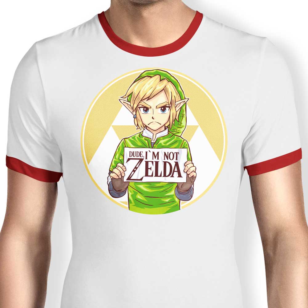 Cool 'Dude, I'm Not Zelda' Ringer Style T-Shirt for Trendy Guys