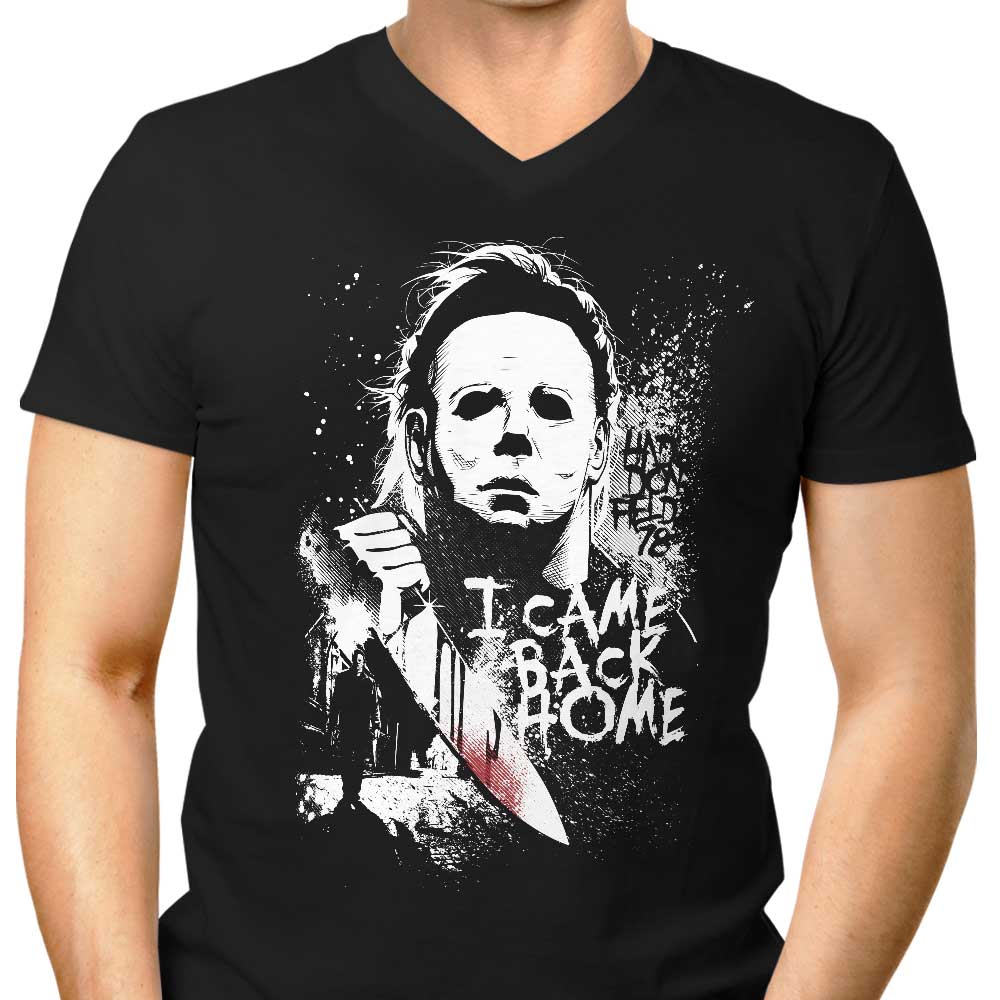 Men's Stylish V-Neck T-Shirt with the 'I Came Back Home' Design