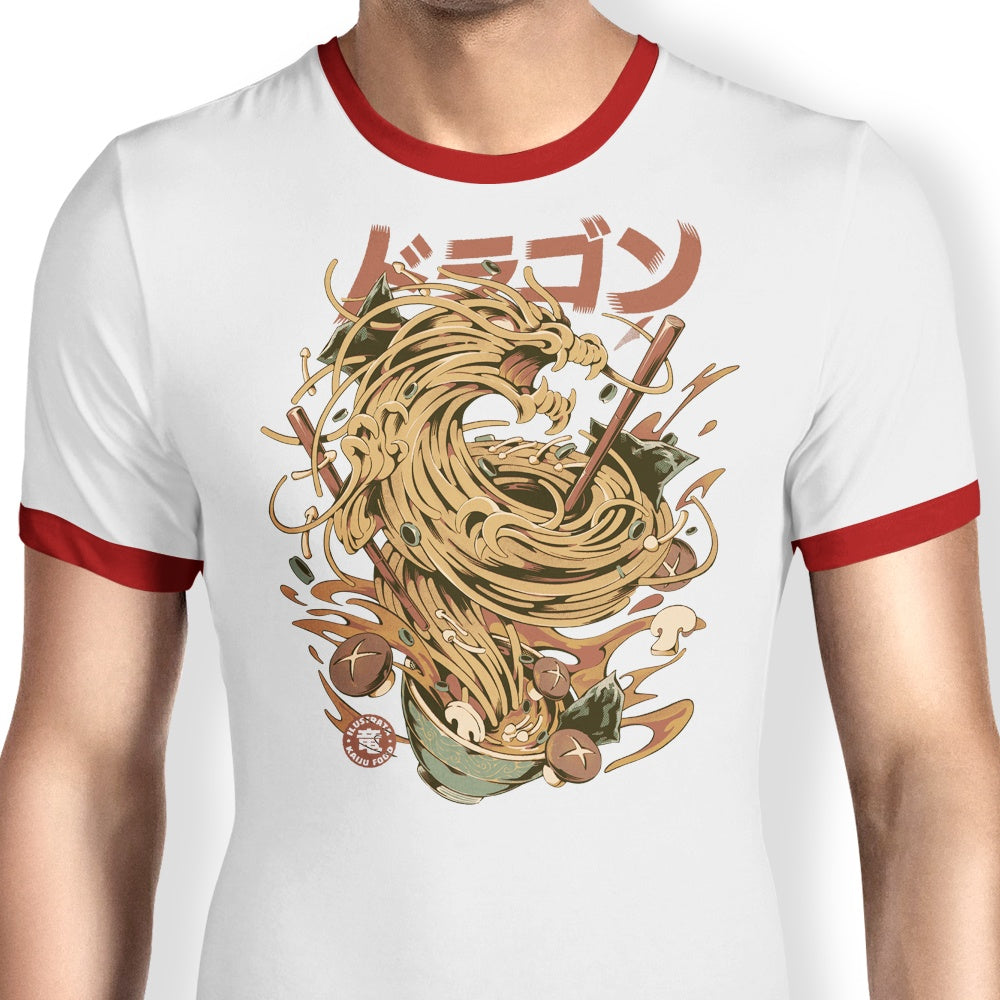 Stylish Noodle Dragon Ringer Design T-Shirt