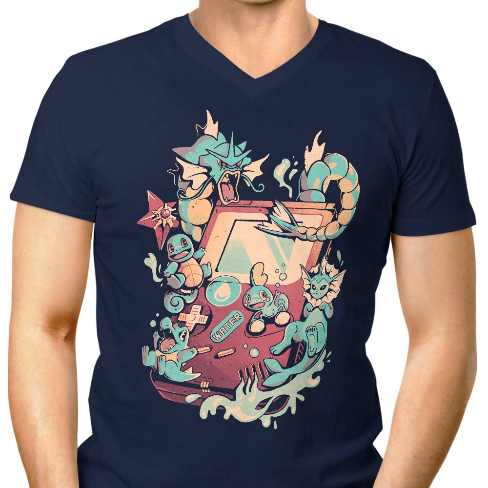 Men's V-Neck Water-themed Game T-shirt
