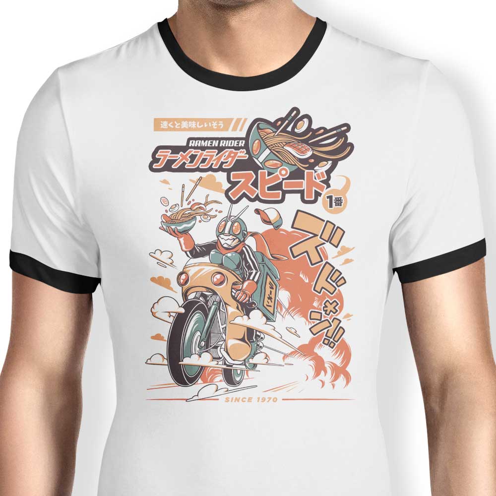 Ramen Rider Inspired Men's Ringer Style Cotton T-Shirt