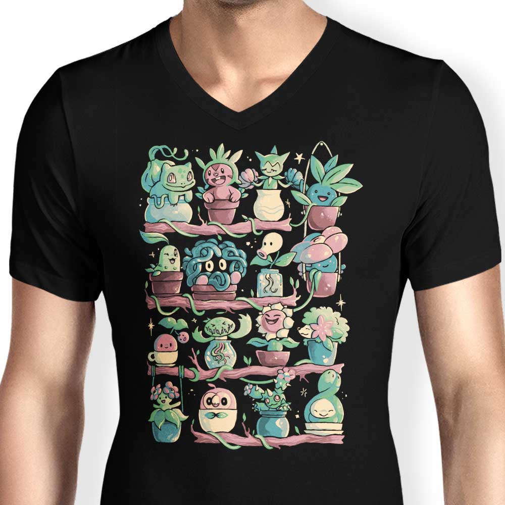 Stylish Men's V-Neck Grass Shelf T-Shirt