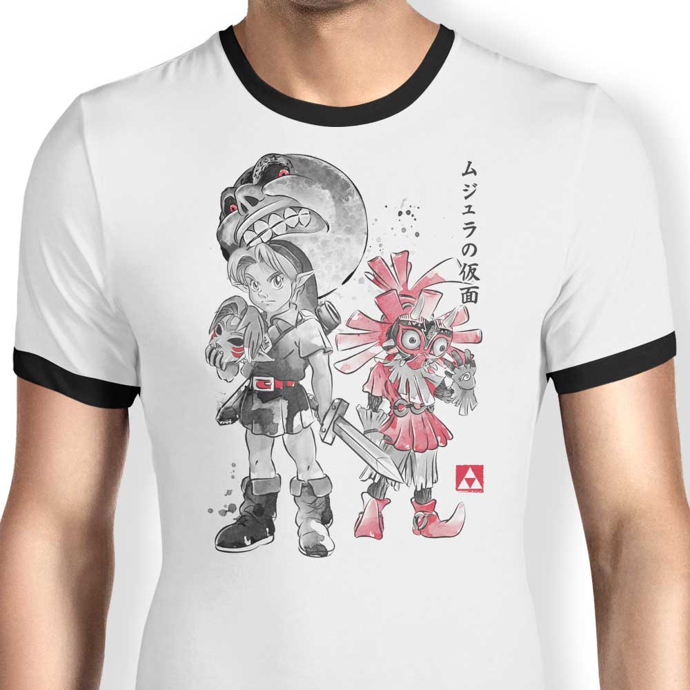 Dr. Monekers' Majora's Sumi-e Men's 100% Cotton Ringer T - Shirt