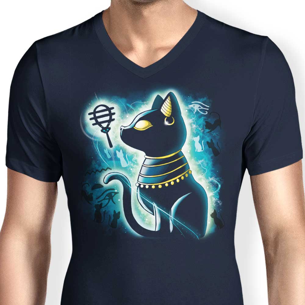 Men's Stylish V-Neck T-Shirt Named Bastet