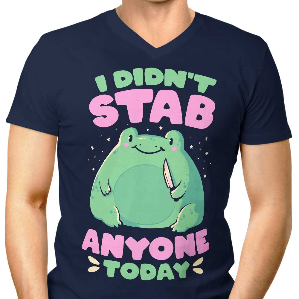 Men's Stylish V-Neck T-Shirt - 'I Didn't Stab Anyone'