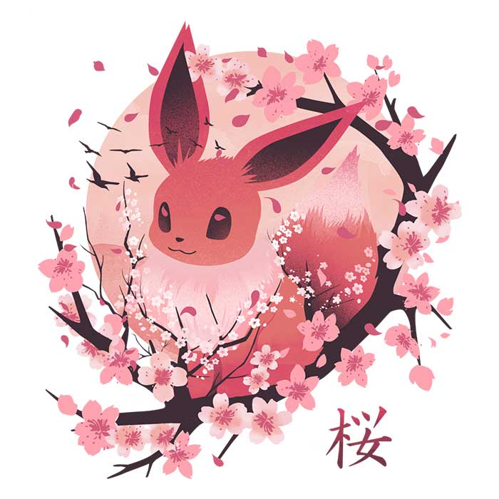 Stylish Men's Sakura Eevee V-Neck T-Shirt