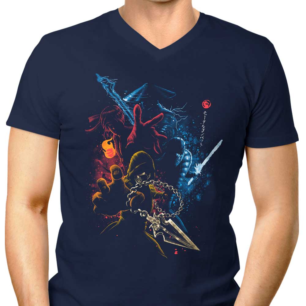 Men's V-Neck Mortal Fighters T-Shirts