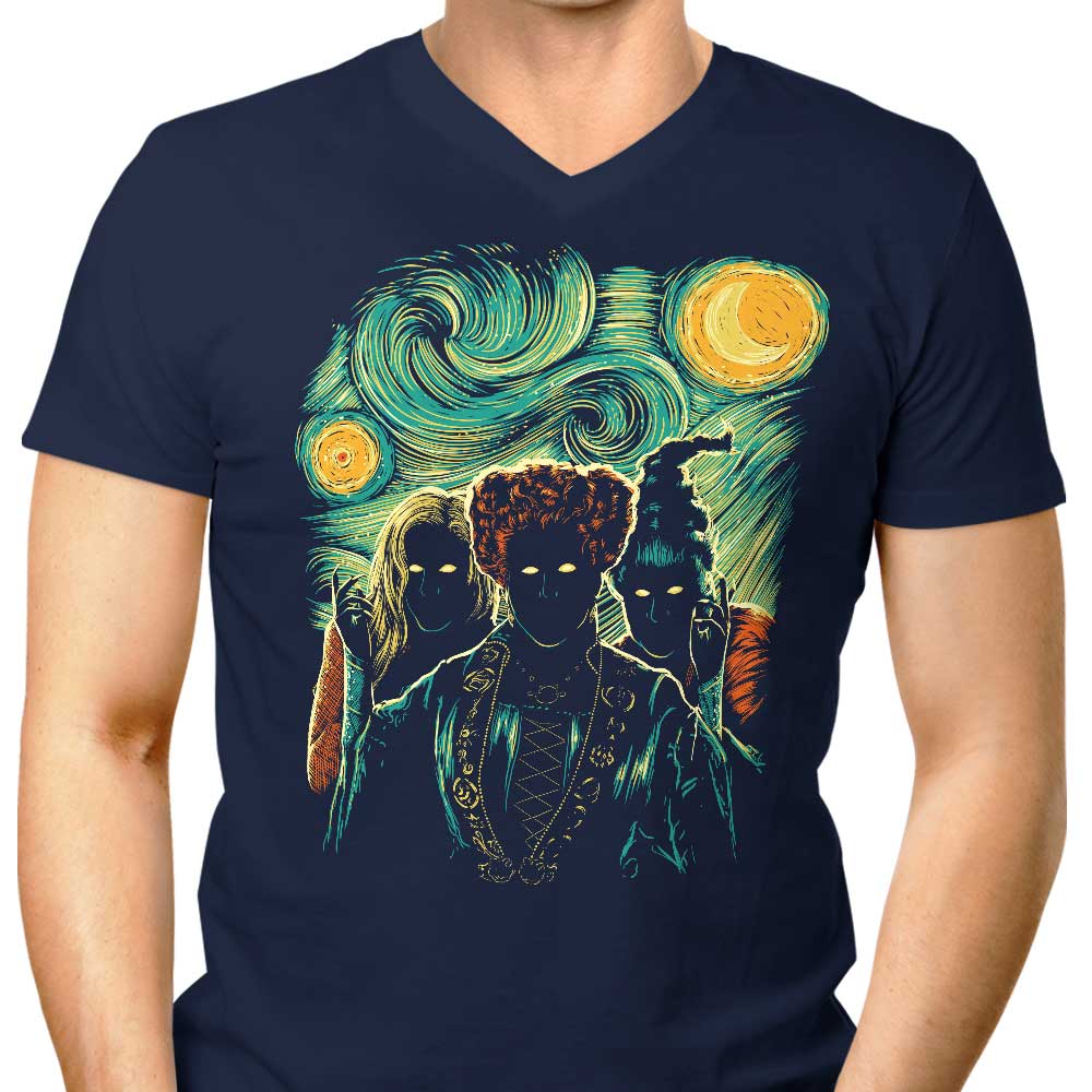 Ddjvigo Men's Stylish V-Neck for Salem Night