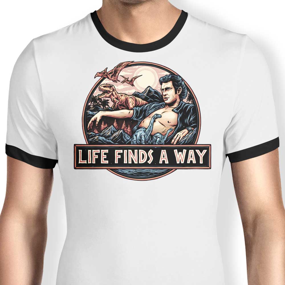 Life Finds a Way Stylish Ringer T-Shirt by Glitchygorilla