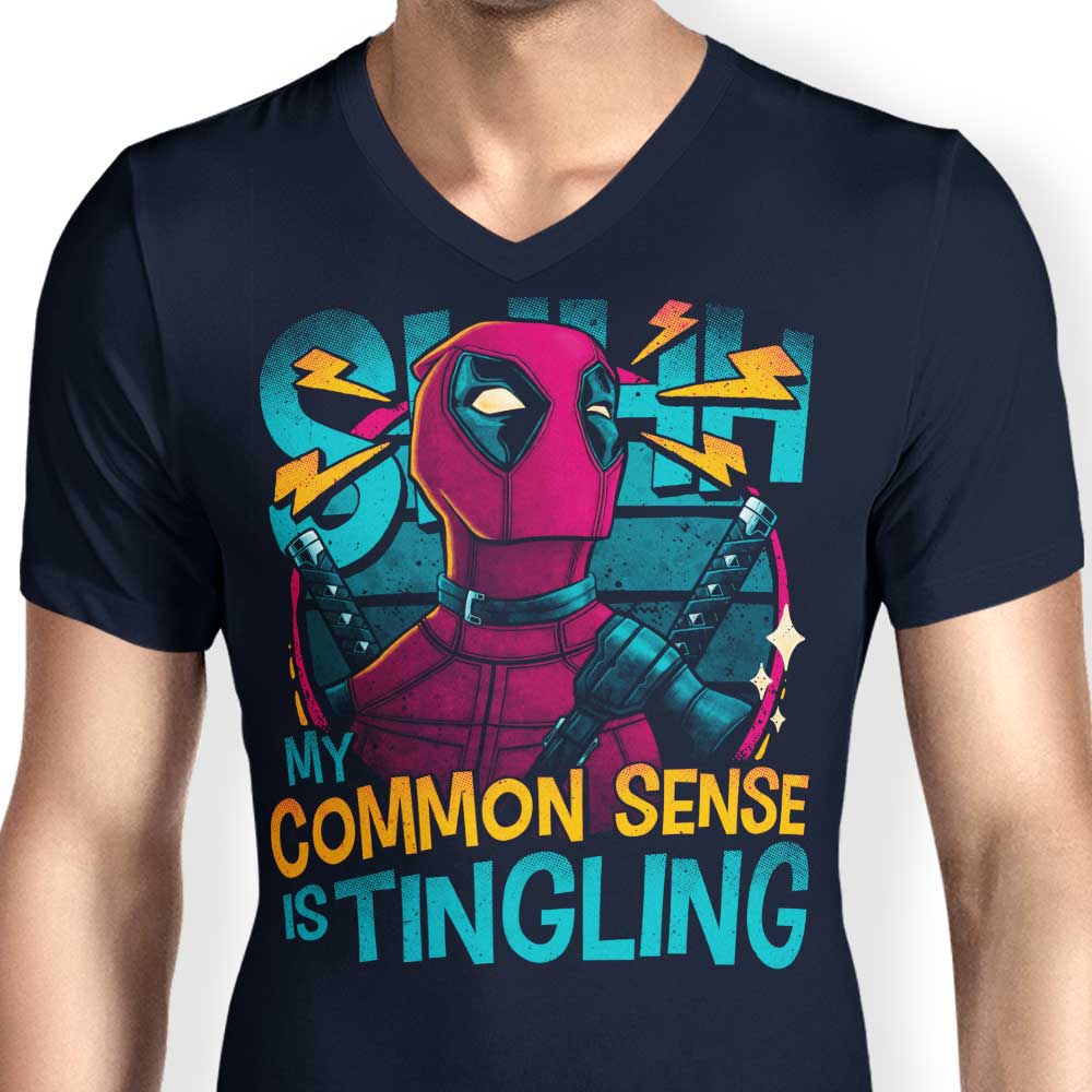 Men's V-Neck T-Shirt with the Concept of Common Sense