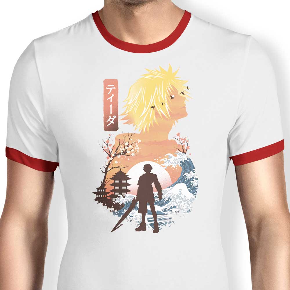 Tidus Ukiyo-e Inspired Men's Ringer Style Cotton T-Shirt