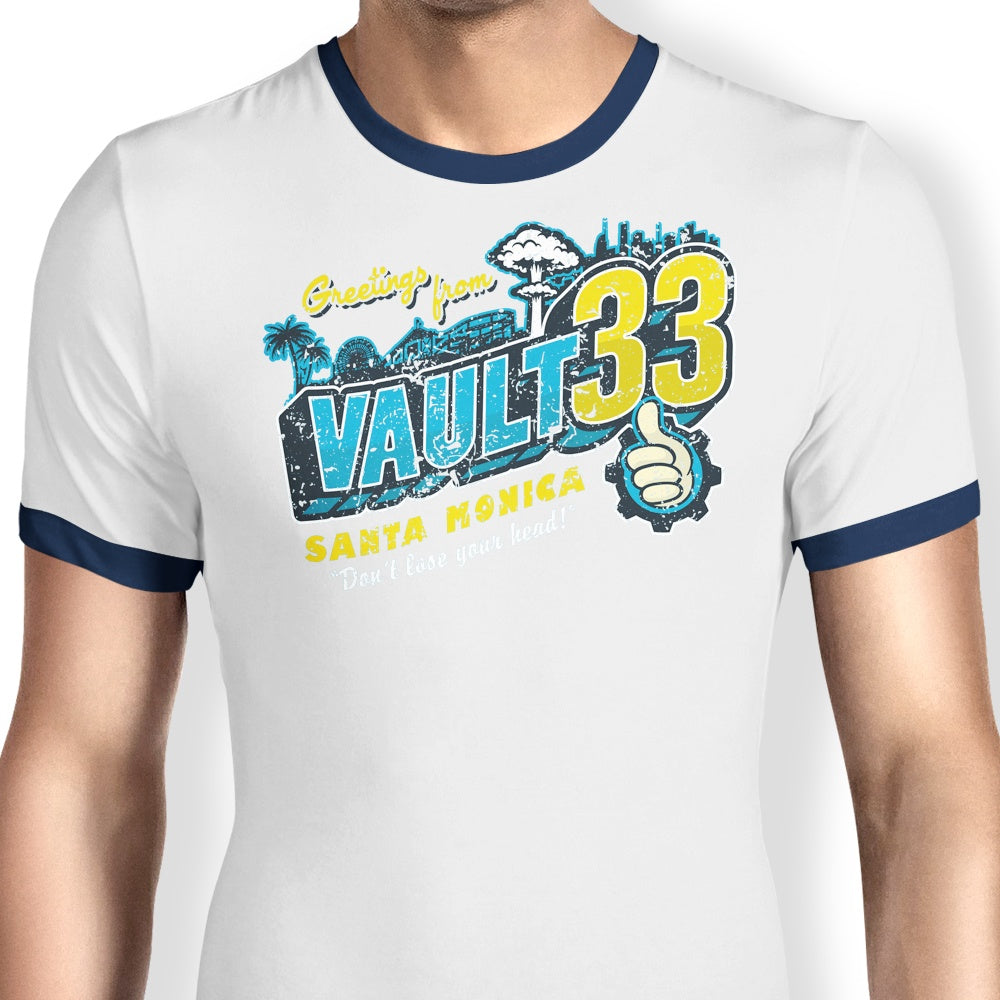 Stylish 'Greetings from 33' Ringer T - Shirt by Olipop