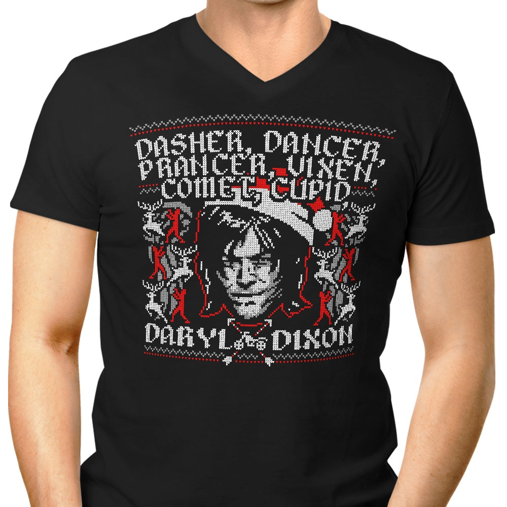 Stylish Men's V-Neck by Ryan Astle: Dasher, Dancer and Dixon