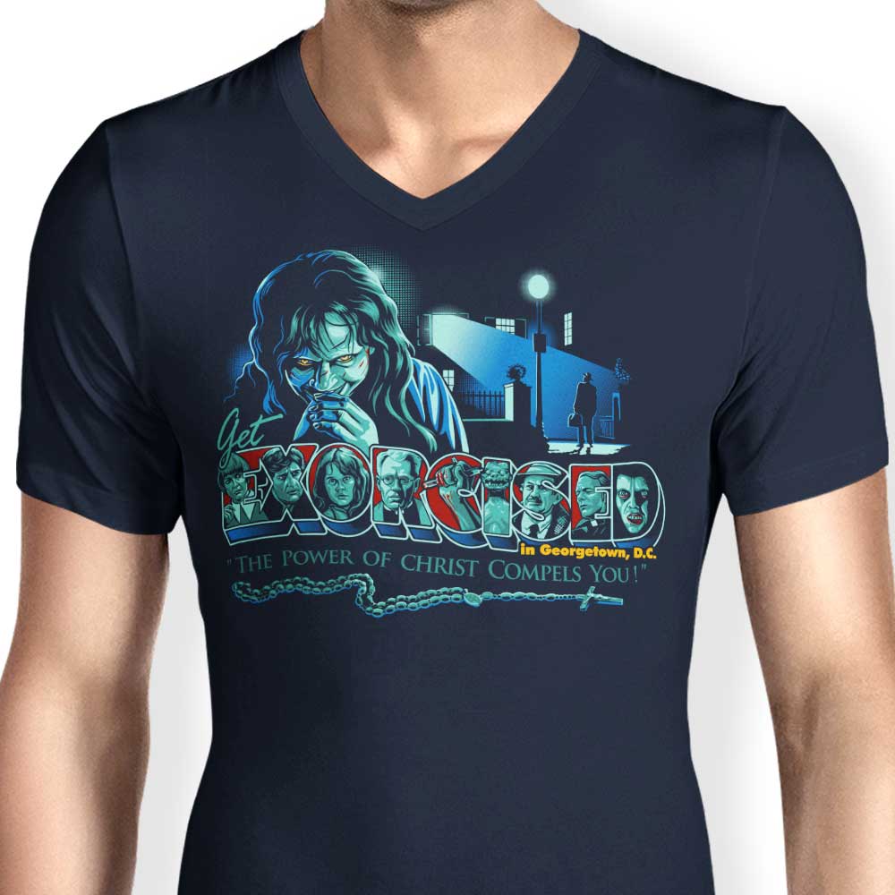 GoodIdeaRyan Men's Stylish V-Neck 'Get Exorcised' T-Shirt