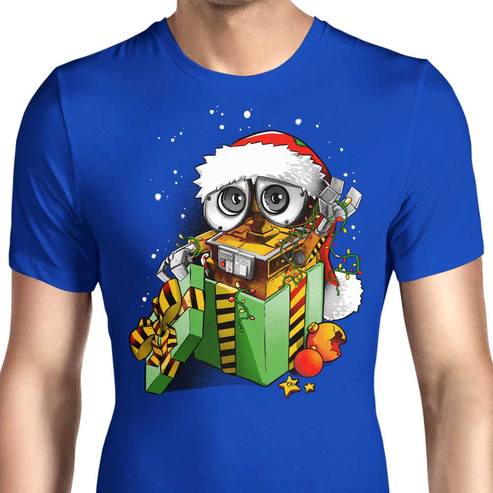 Alemaglia's Christmas Robot-themed Men's T-Shirts in Various Sizes