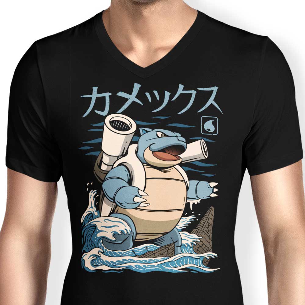Men's V-Neck Water Kaiju Graphic T-Shirt