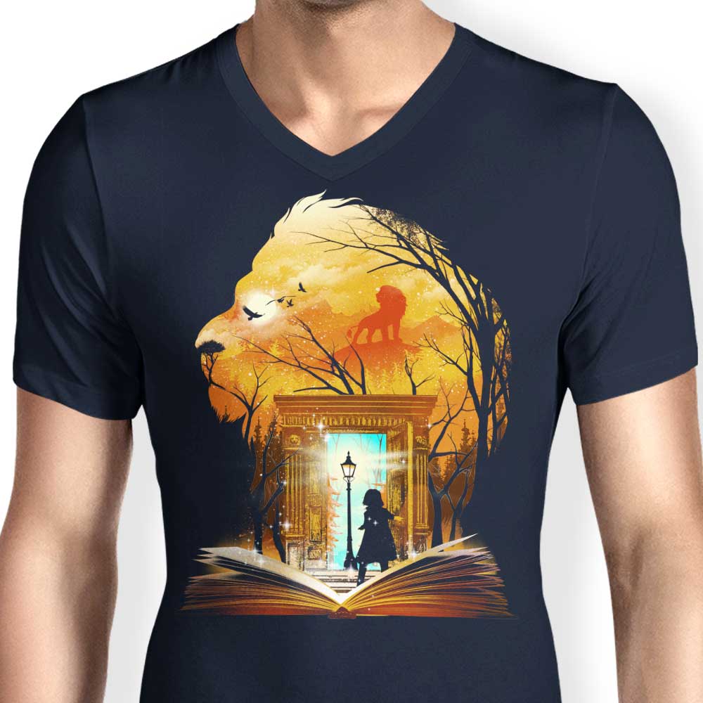 Men's V-Neck Book of Lions and Witches - A Stylish Apparel Piece