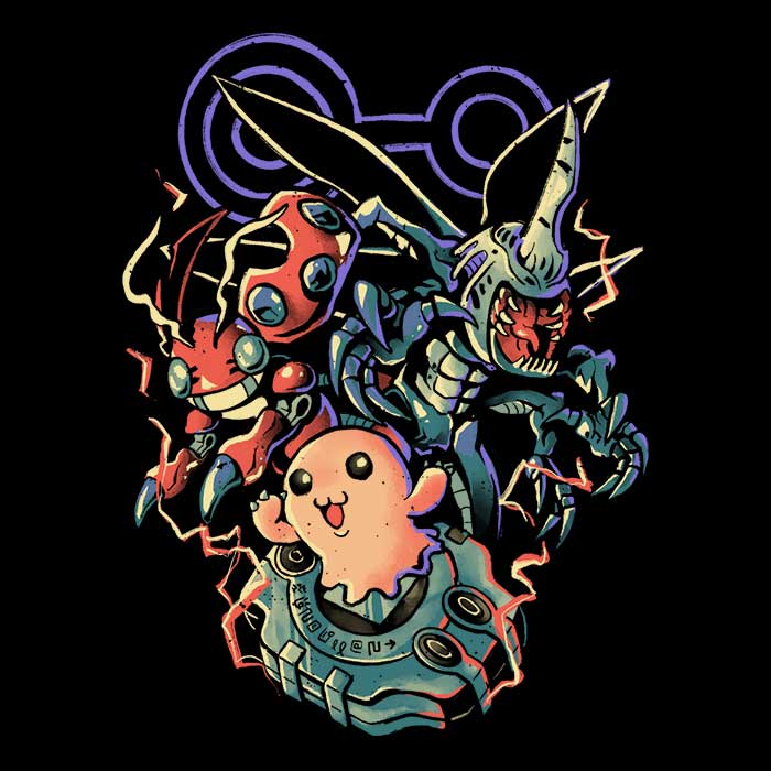 Digital Insect Evolution-themed Ringer Style T-Shirt for Trendy Wear