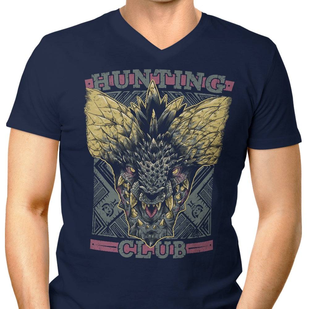 Men's Stylish V-Neck Hunting Club T-Shirt Inspired by Nergigante